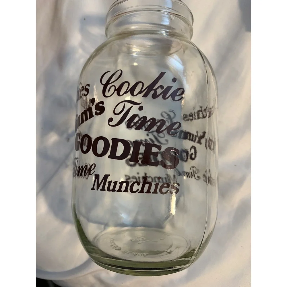 Carlton Glass Cookie Jar Munchies Goodies Clear Brown Retro‎ 3L Vintage 1970s